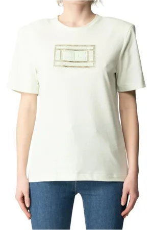 Elisabetta Franchi Tops, Dames, Groen, S, Katoen, Stijlvolle 100% Katoenen Top