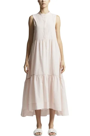 PESERICO SIGN Kleedjes, Dames, Roze, 2Xl, Katoen, Puur katoenen voile lange jurk