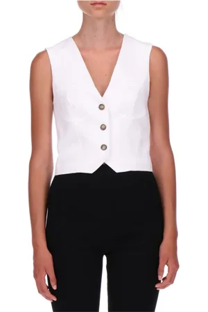 ERMANNO SCERVINO Jassen, Dames, Wit, S, Linnen, Witte Linnen Korte Vest