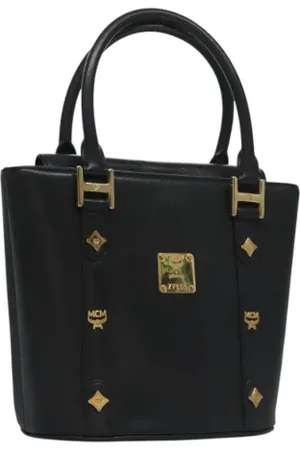 MCM Pre-owned, Dames, Zwart, ONE Size, Leer, Tweedehands leren handtassen