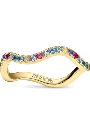 Sif Jakobs Accessoires, Dames, Geel, 54 MM, Kleurrijke Waves Ring in verguld zilver