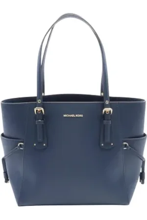 Michael Kors Pre-owned, Dames, Blauw, ONE Size, Leer, Tweedehands leren handtassen