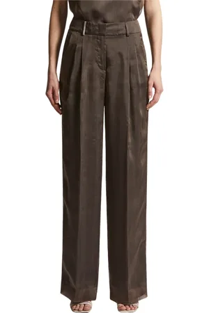 PESERICO SIGN Broeken, Dames, Bruin, 2Xs, Organza, Broek in lichte zijde-organza