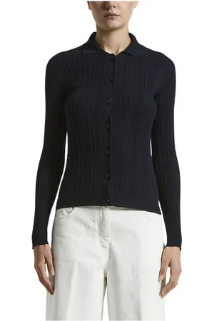 PESERICO SIGN Truien, Dames, Blauw, 2Xs, Katoen, Puur katoenen crêpe tricot shirt
