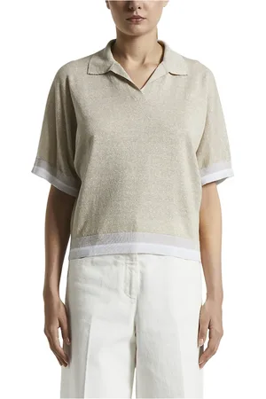 PESERICO SIGN Truien, Dames, , S, Katoen, Linnen katoen Lurex poloshirt