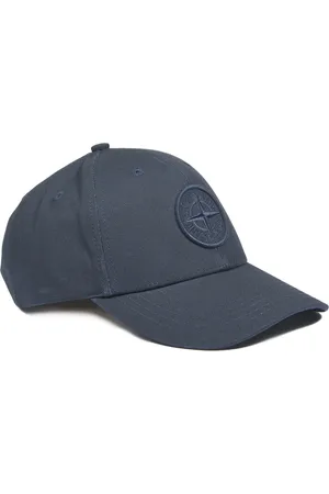 Stone Island Accessoires, Heren, Blauw, ONE Size, Katoen, Blauwe Baseball Canvas Logo Patch Hoed
