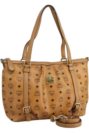 MCM Pre-owned, Dames, Bruin, ONE Size, Leer, Tweedehands leren schoudertassen