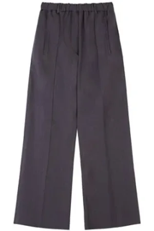 TELA Broeken, Dames, Bruin, S, Linnen, Wijde Linnen Broek Mahonie