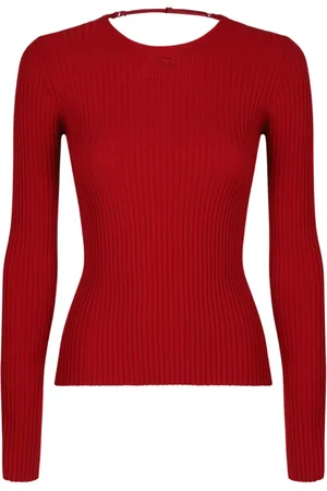 Courrèges Truien, Dames, Rood, S, Rode trui met lingerie detail