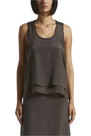 PESERICO SIGN Tops, Dames, Bruin, XS, Chiffon, Chiffon crepe de chine top