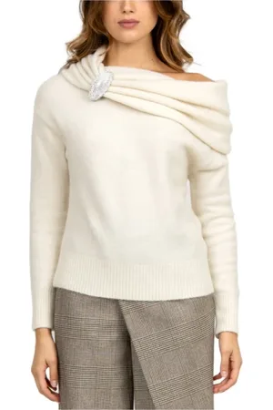 GIUSEPPE DI MORABITO Truien, Dames, Wit, S, Wol, Witte Alpaca Trui met Accessoires