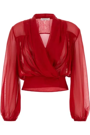 Serafini Blouses & Shirts, Dames, Rood, XS, Rode Georgette Blouse Tops