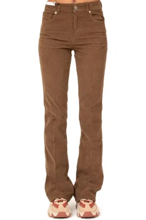 PT Torino Broeken, Dames, Bruin, W31, Katoen, Bruine fluwelen broek met zijzakken