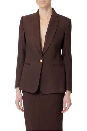 Elisabetta Franchi Jassen, Dames, Bruin, L, Linnen, Elegante Zijde Blend Mode Stijl
