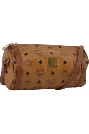 MCM Pre-owned, Dames, Bruin, ONE Size, Leer, Tweedehands leren schoudertassen