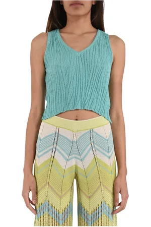 AKEP Tops, Dames, Groen, S, Polyester, Zig Zag Gebreide Tanktop