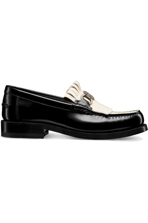 Dior Schoenen, Dames, Zwart, 36 EU, Leer, Zwarte Leren Loafers met Franjes