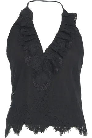 Herskind Tops, Dames, Zwart, S, Zwart Kant V-Hals Top
