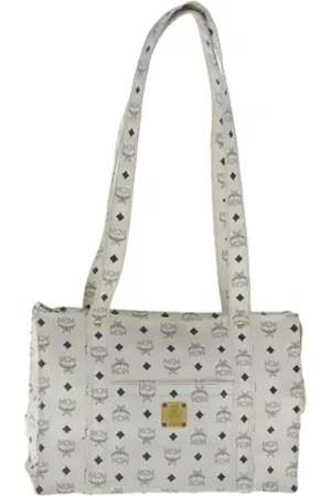 MCM Pre-owned, Dames, Wit, ONE Size, Leer, Tweedehands leren handtassen