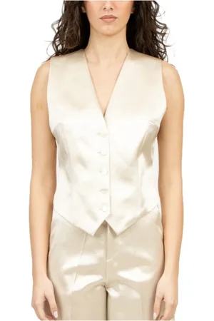 Serafini Jassen, Dames, Wit, M, Ivoor Duchesse Frontknoop Gilet