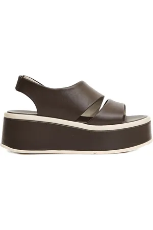 Patrizia Bonfanti Schoenen, Dames, Bruin, 36 EU, Bruine sleehak sandalen verhogen stijl