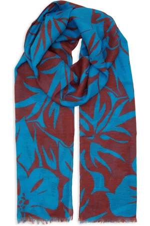 Gallo Accessoires, unisex, Veelkleurig, ONE Size, Katoen, Unisex lichtblauwe katoenen en linnen sjaal met bloemenpatroon