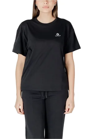 Converse Tops, Dames, Zwart, L, Katoen, Zwart Katoenen Oversized Tee