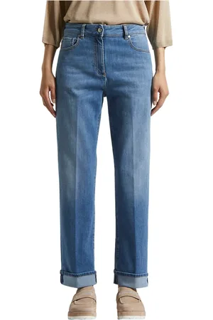 PESERICO SIGN Jeans, Dames, Blauw, L, Katoen, 5-pocket jeans in comfort katoen