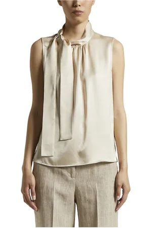 PESERICO SIGN Tops, Dames, , S, Satijn, Viscose satijnen top met nekstrik
