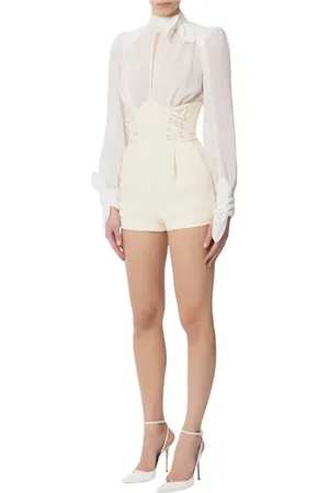 Elisabetta Franchi Jumpsuits & Playsuits, Dames, Wit, L, Stijlvolle 100%pl Damesmode Top