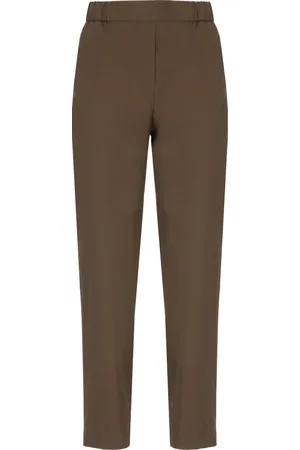 ANTONELLI Broeken, Dames, Bruin, M, Bruine Zijden Broek Elastische Taille