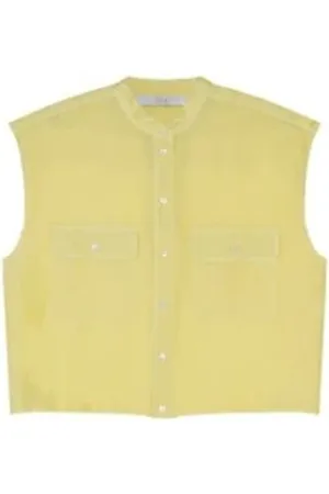 TELA Blouses & Shirts, Dames, Geel, M, Gele zijden mouwloze blouse