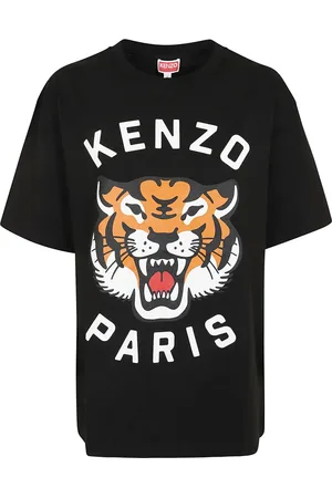 Kenzo Tops, Dames, Zwart, S, Katoen, Lucky Tiger Oversized T-shirt
