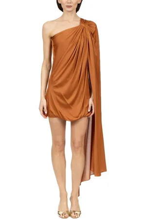 GIUSEPPE DI MORABITO Kleedjes, Dames, Oranje, S, Roest Een-Schouder Viscose Jurk