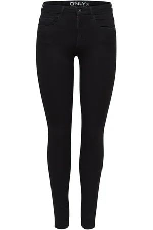 ONLY Jeans, Dames, Zwart, XL L32, Katoen, Zwarte Skinny Rits Jeans Herfst/Winter Vrouwen