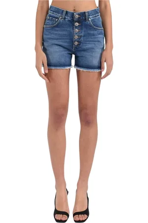 Dondup Korte broeken, Dames, Blauw, W28, Katoen, Stella Bot Juweel Shorts
