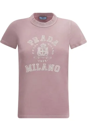 Prada Tops, Dames, Roze, S, Katoen, Vintage Logo Katoenen T-shirt