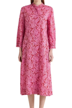 Maliparmi Kleedjes, Dames, Roze, XS, Katoen, Roze Rode Magische Bloemenjurk