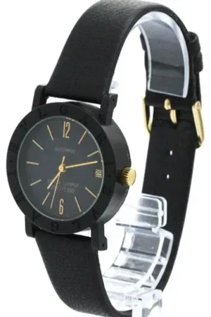 Bvlgari Pre-owned, Heren, Zwart, ONE Size, Leer, Pre-owned Leather watches