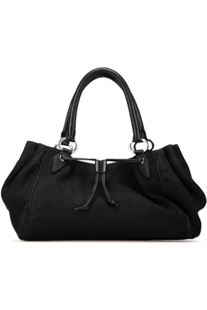 Bvlgari Pre-owned, Dames, Zwart, ONE Size, Leer, Tweedehands Canvas handtassen