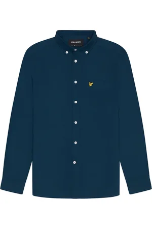 Lyle & Scott Overhemden, Heren, Blauw, L, Katoen, Effen Oxford Overhemd