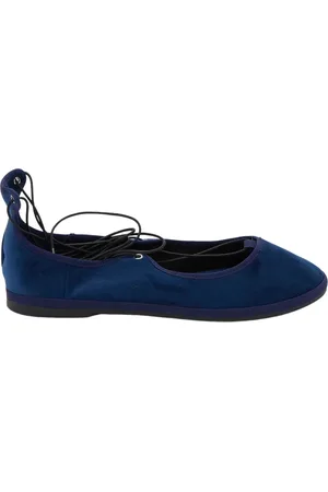 ERMANNO SCERVINO Schoenen, Dames, Blauw, 37 EU, Leer, Marineblauwe Velvet Ballerina Schoenen