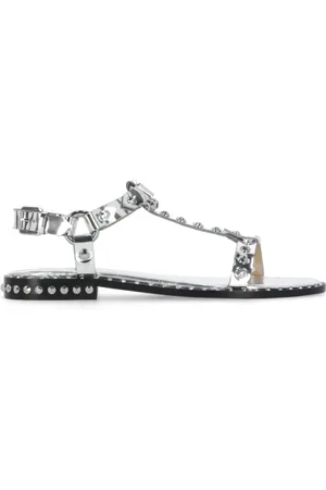 Ash Schoenen, Dames, Grijs, 40 EU, Studded Leren Sandalen
