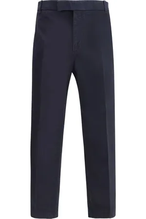 Thom Browne Broeken, Heren, Blauw, L, Katoen, Katoenen Straight-Leg Broek
