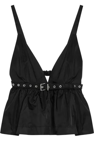 Ganni Tops, Dames, Zwart, XS, Nylon, Stijlvolle Tanktop voor Vrouwen