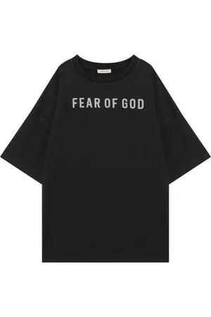 FEAR OF GOD Tops, Heren, Zwart, L, Katoen, Korte mouw ronde hals T-shirt