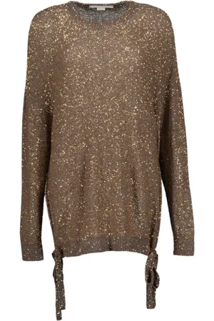Stella McCartney Truien, Dames, Bruin, 2Xs, Paillet Pullover Sweater