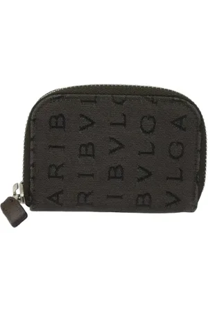 Bvlgari Pre-owned, Dames, Grijs, ONE Size, Pre-owned Canvas wallets