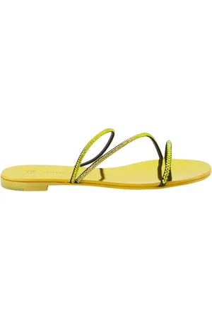 Giuseppe Zanotti Schoenen, Dames, Geel, 39 EU, Suède, Julianne Leren Sandalen met Strass