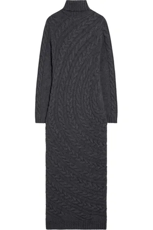 Max Mara Kleedjes, Dames, Grijs, L, Wol, Lange Damesjurk Elegante Stijl